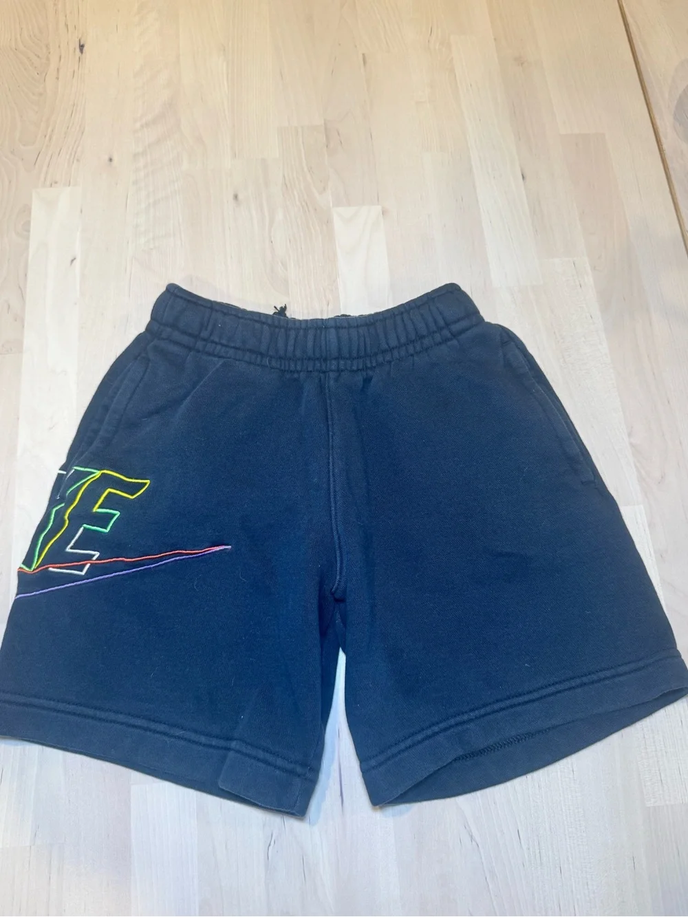 Nike Women’s Black Athletic Shorts with Multicolor Logo